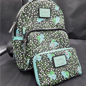 Loungefly Pokémon Bulbasaur Backpack and Wallet Set - Black and Green
